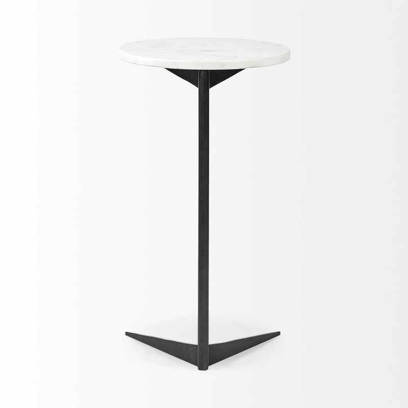 27" Black And White Marble Round End Table - GreatEagleInc