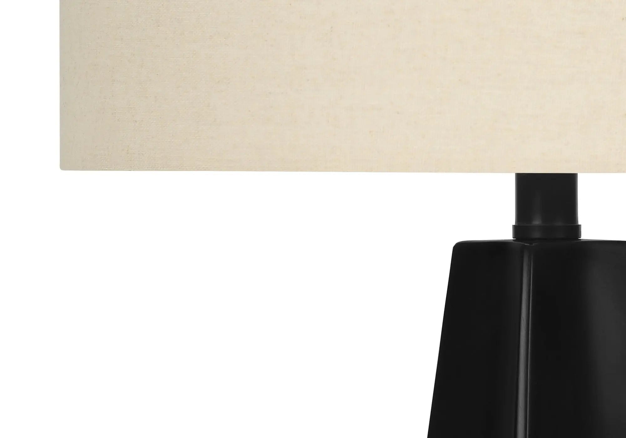 27" Black Geometric Table Lamp With Beige Drum Shade Homeroots Lighting