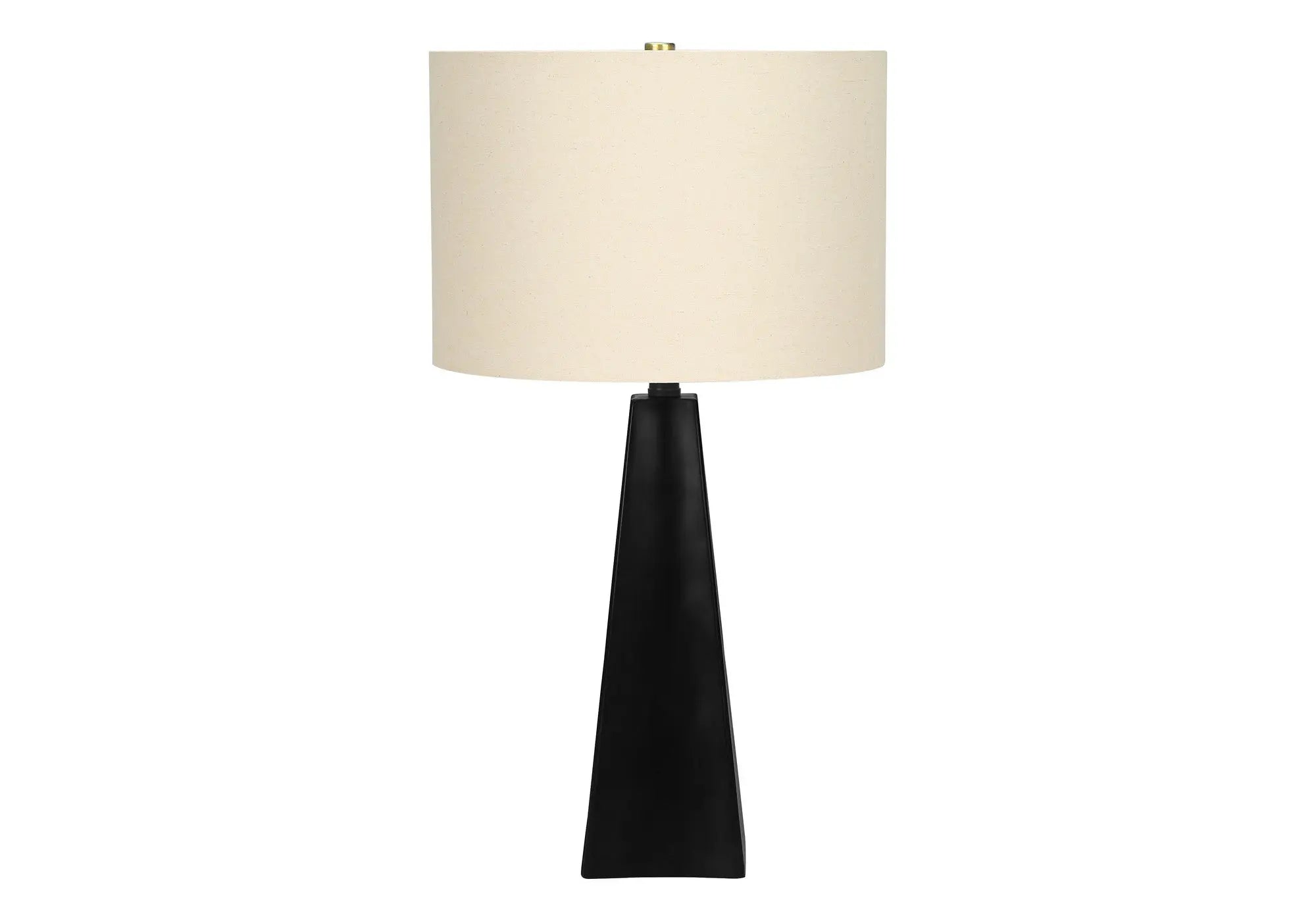 27" Black Geometric Table Lamp With Beige Drum Shade Homeroots Lighting