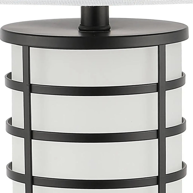27" Black USB Table Lamp With Drum Shade Homeroots Lighting