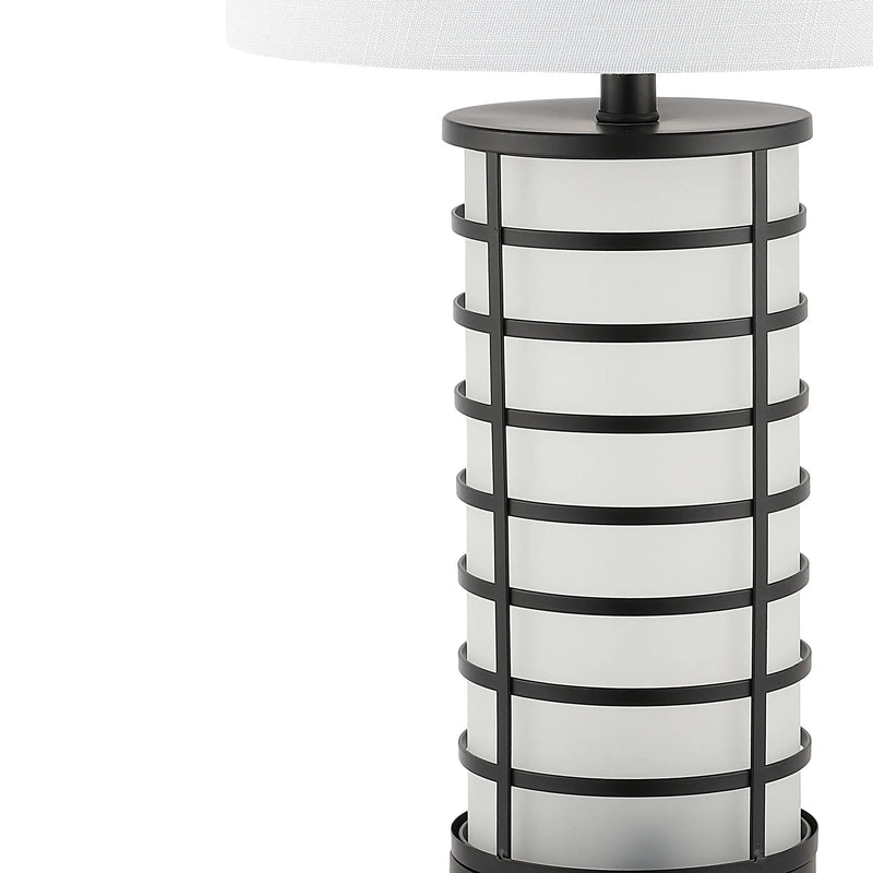 27" Black USB Table Lamp With Drum Shade Homeroots Lighting