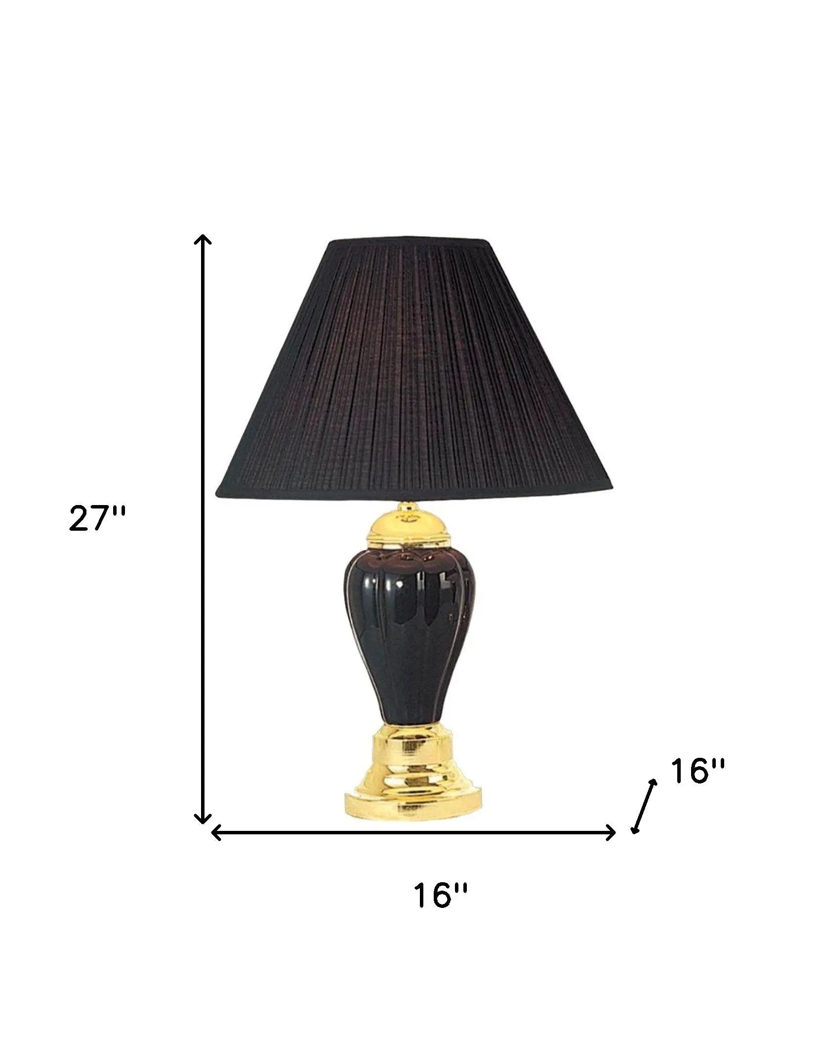27" Black and Gold Ceramic Urn Table Lamp With Black Empire Shade Homeroots Lighting