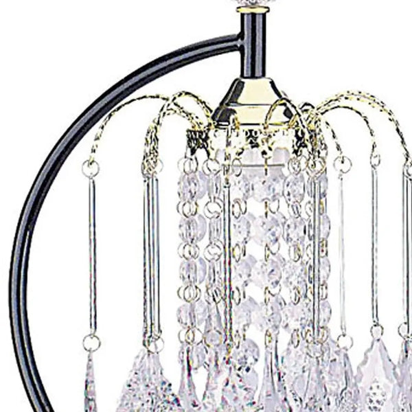 27" Black and Gold Metal Faux Crystal Chandelier Table Lamp Homeroots Lighting