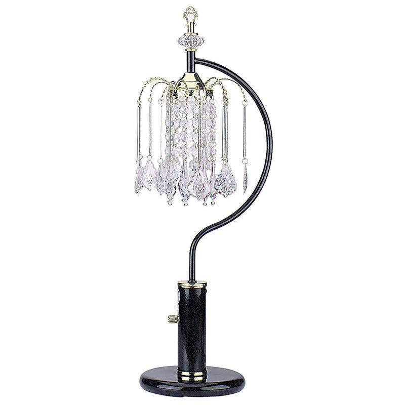 27" Black and Gold Metal Faux Crystal Chandelier Table Lamp Homeroots Lighting