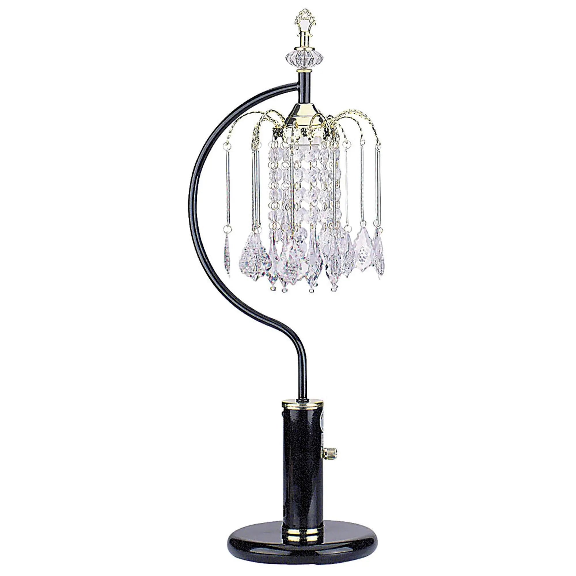 27" Black and Gold Metal Faux Crystal Chandelier Table Lamp Homeroots Lighting