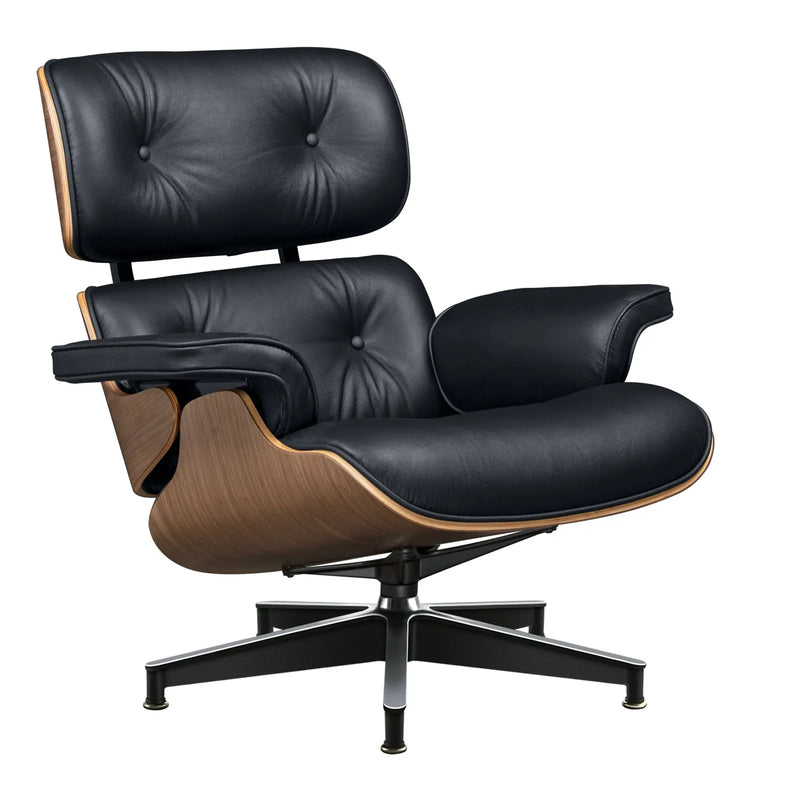 27" Black and Light Brown Tufted Genuine Leather Swivel Lounge Chair With Ottoman Homeroots Living Room