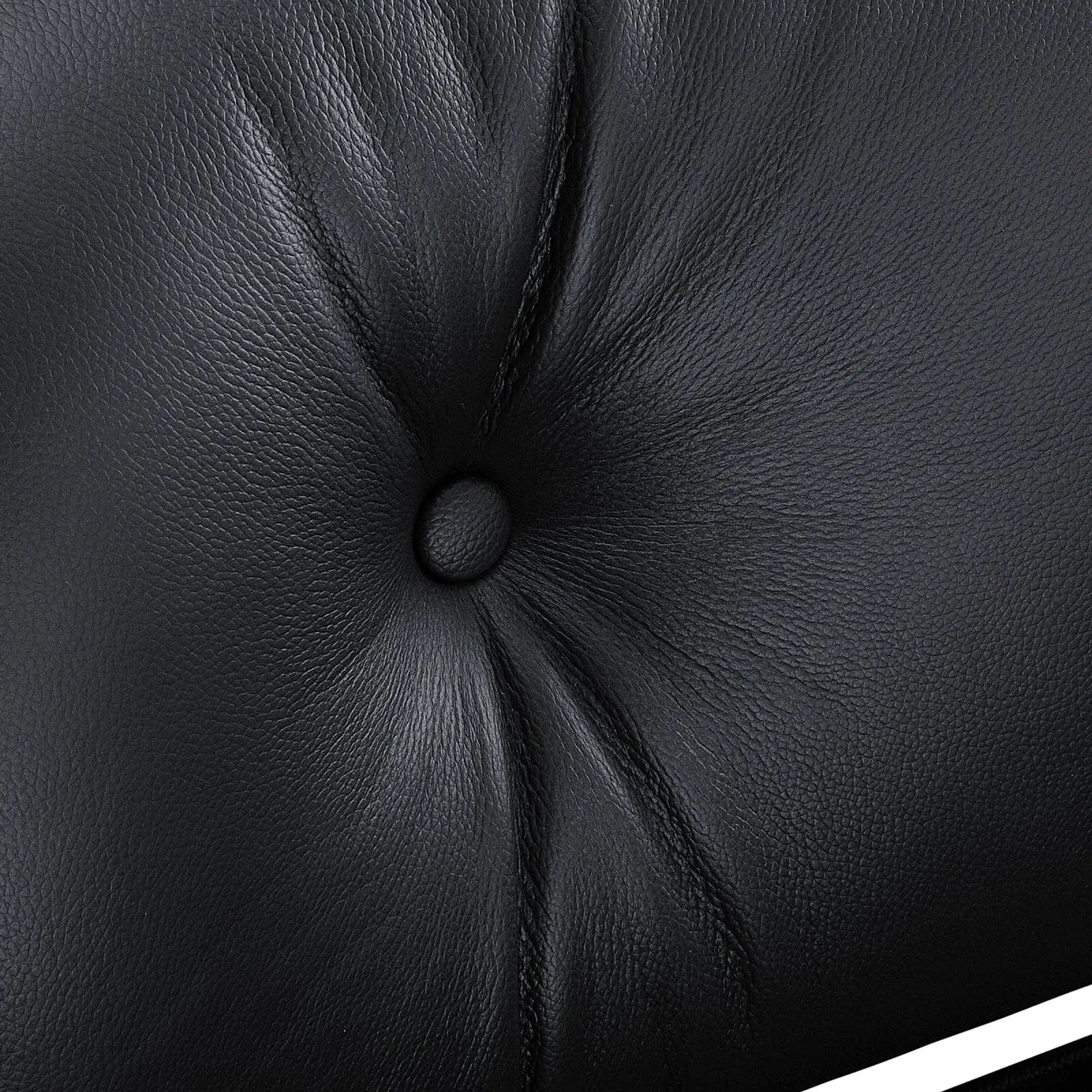 27" Black and Light Brown Tufted Genuine Leather Swivel Lounge Chair With Ottoman Homeroots Living Room