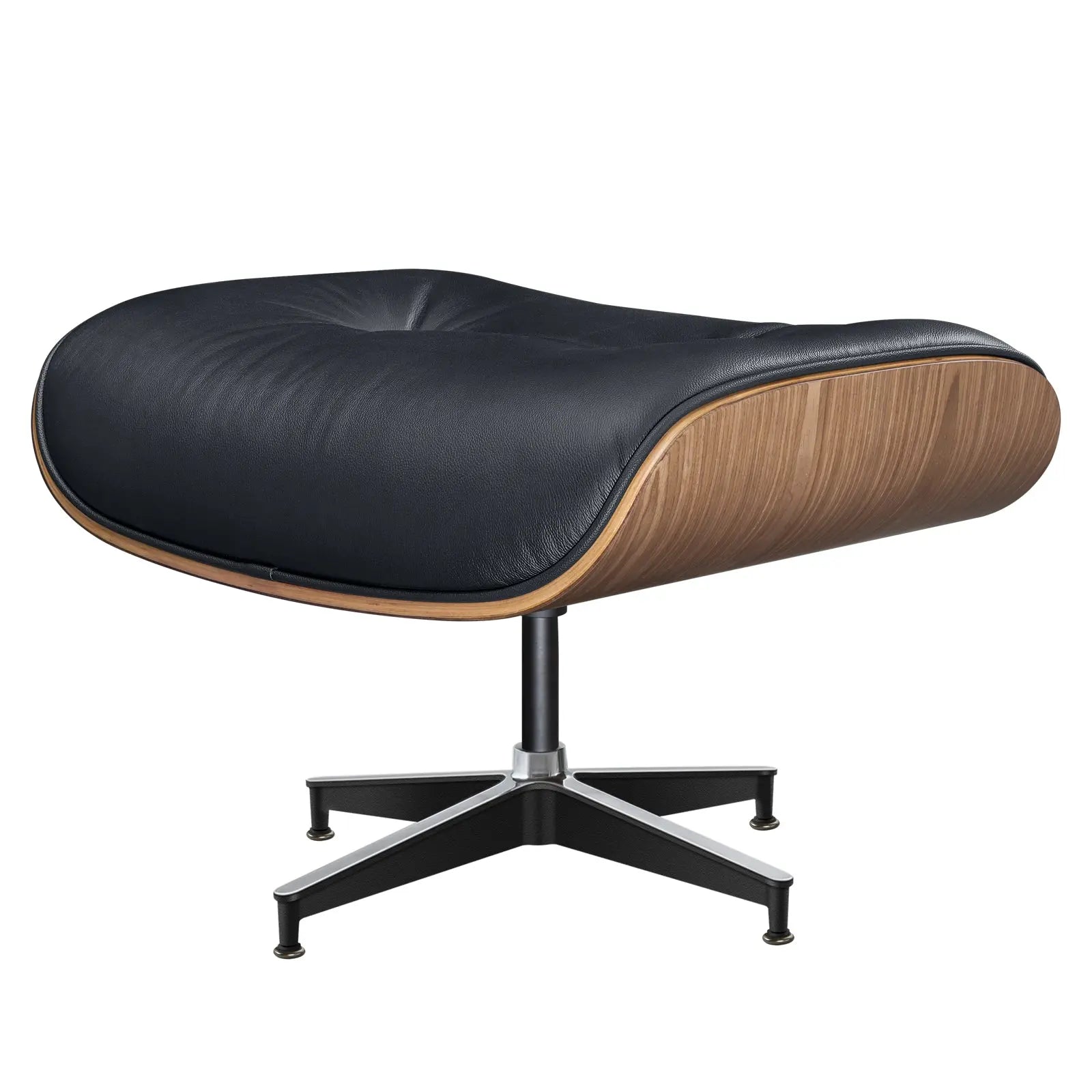 27" Black and Light Brown Tufted Genuine Leather Swivel Lounge Chair With Ottoman Homeroots Living Room