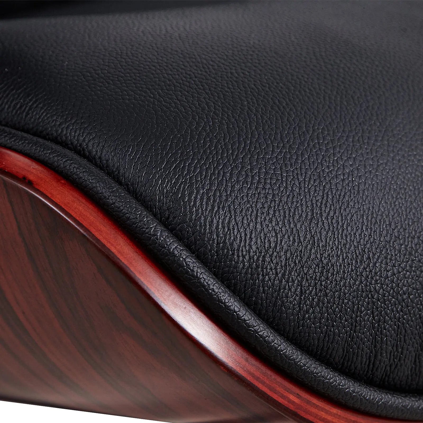 27" Black and Rosewood Tufted Genuine Leather Swivel Lounge Chair With Ottoman Homeroots Living Room