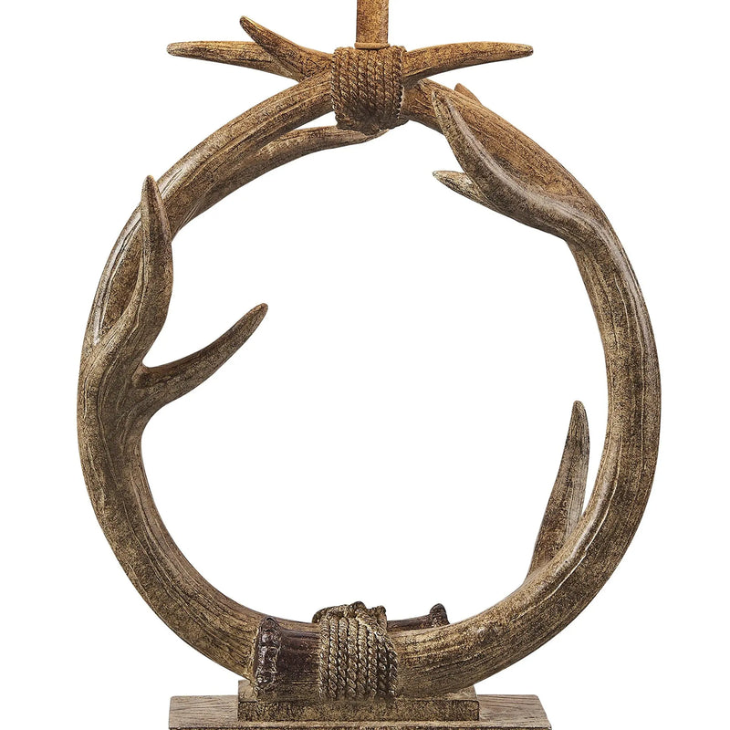 27" Brown Rustic Faux Antlers Table Lamp With White Drum Shade Homeroots Lighting