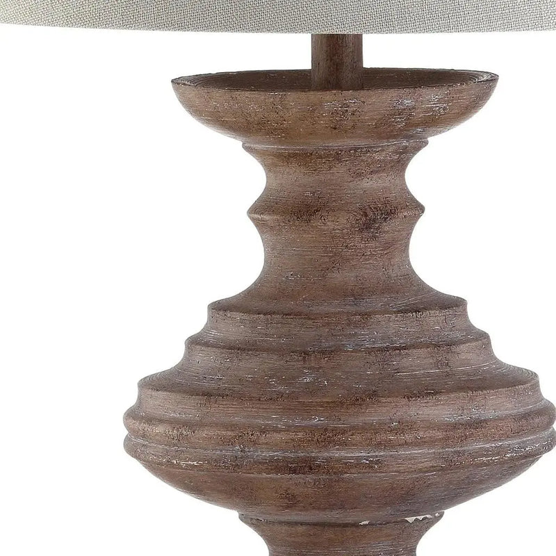 27" Brown Urn Bedside Lamp With Drum Shade Homeroots Lighting