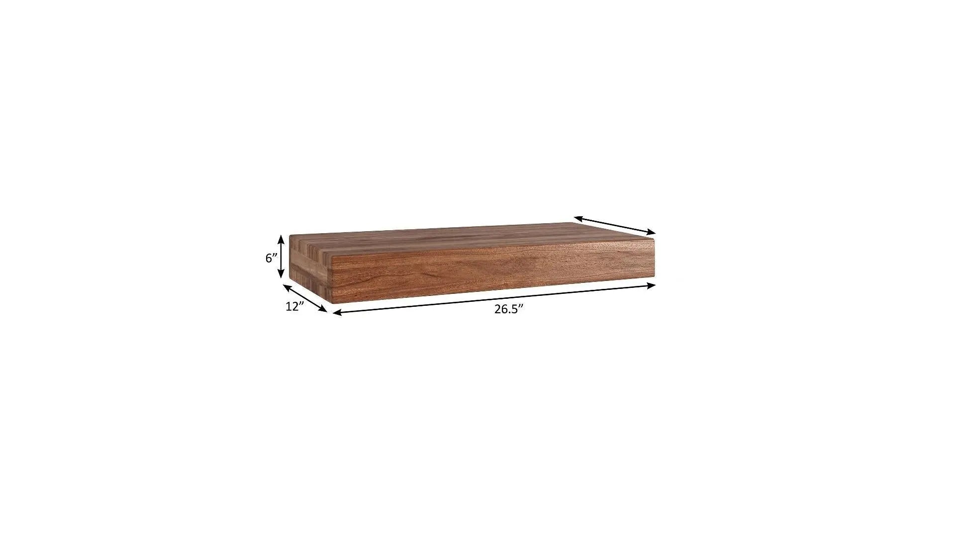 27" Brown Wood Wall Mounted Floating Shelf Homeroots Organization