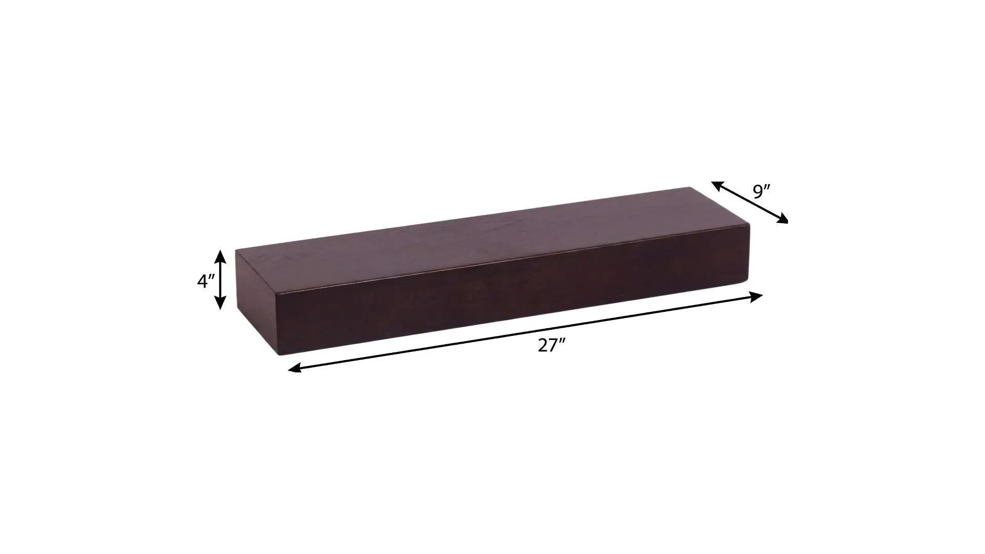 27" Brown Wood Wall Mounted Floating Shelf Homeroots Organization