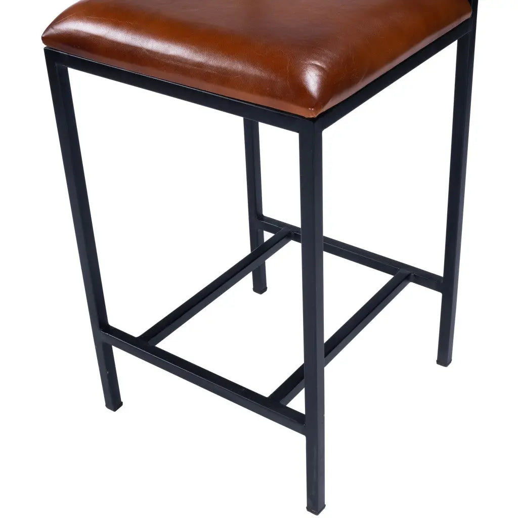 27" Brown and Black Manufactured Wood and Iron Bar Chair Homeroots Living Room