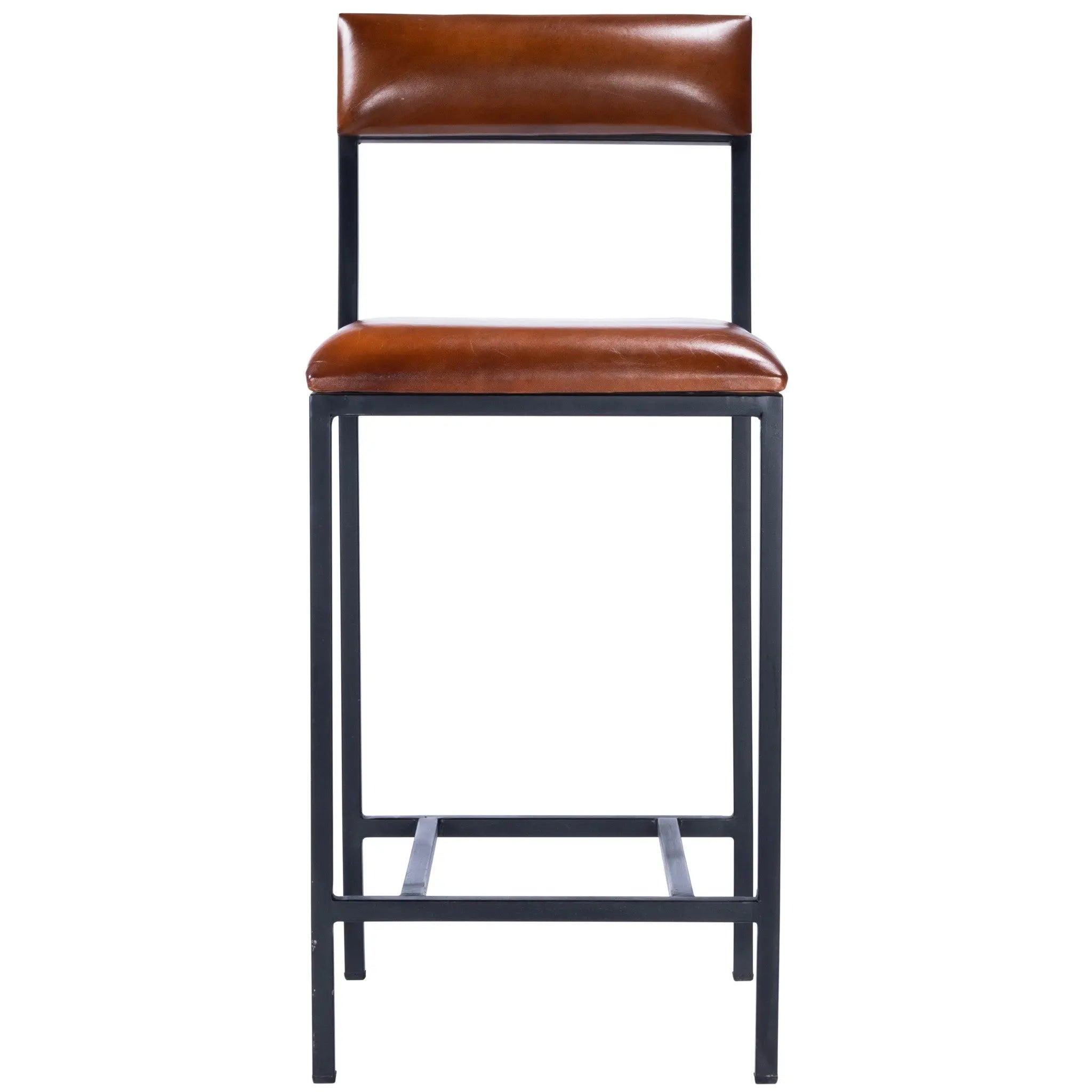 27" Brown and Black Manufactured Wood and Iron Bar Chair Homeroots Living Room
