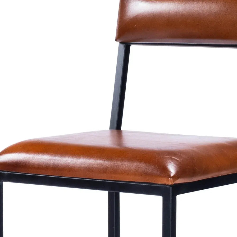 27" Brown and Black Manufactured Wood and Iron Bar Chair Homeroots Living Room