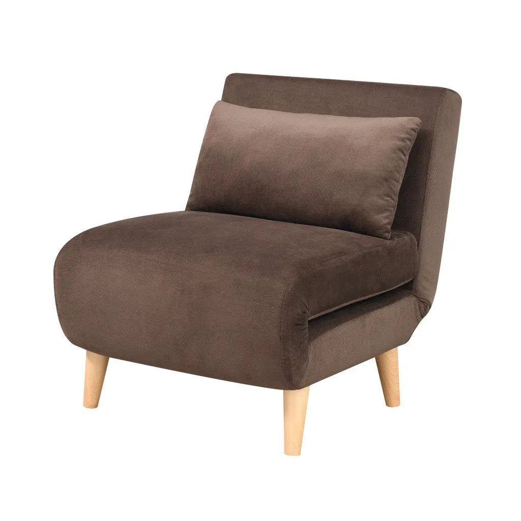 27" Brown and Natural Upholstered Convertible Chair And Toss Pillow Homeroots Living Room