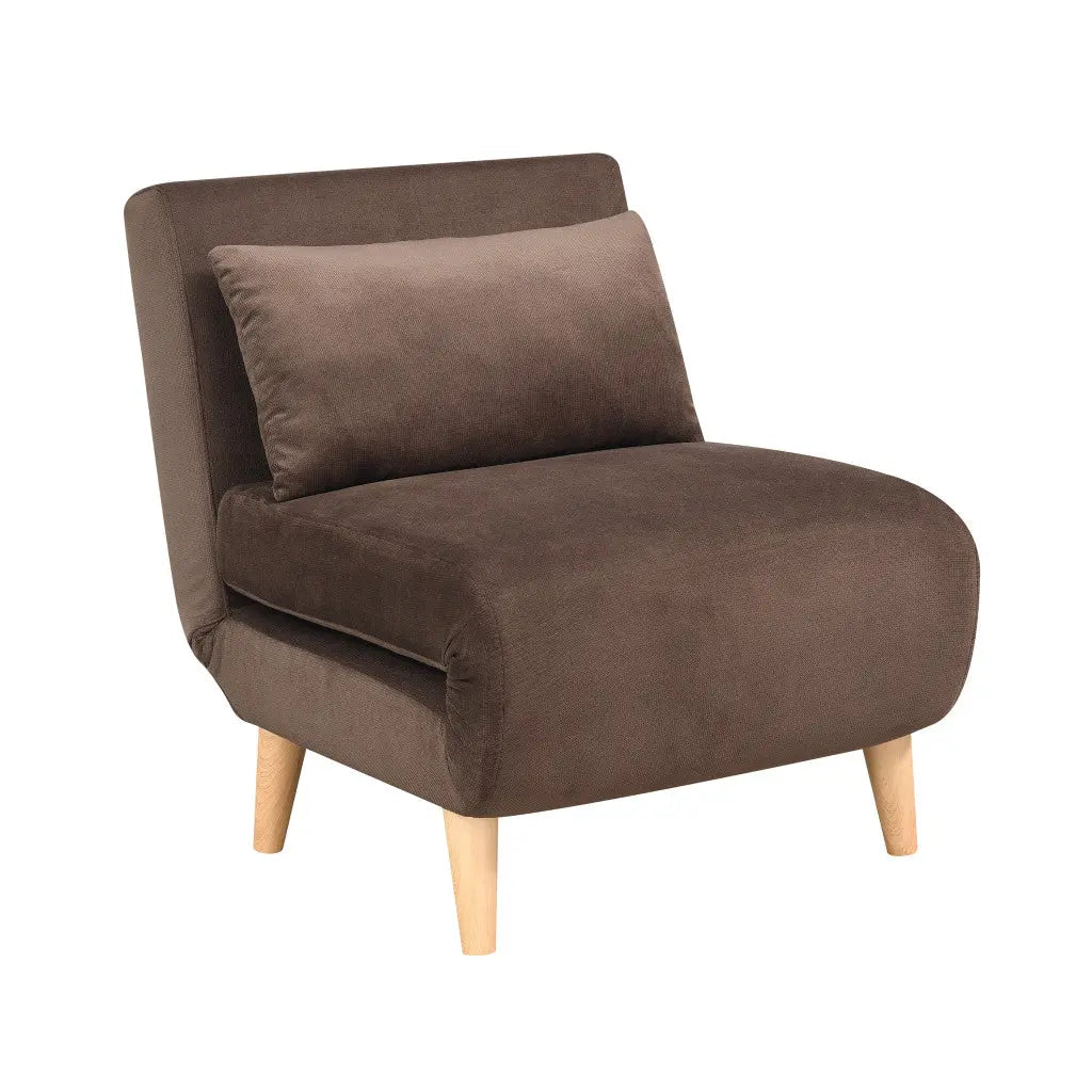 27" Brown and Natural Upholstered Convertible Chair And Toss Pillow Homeroots Living Room