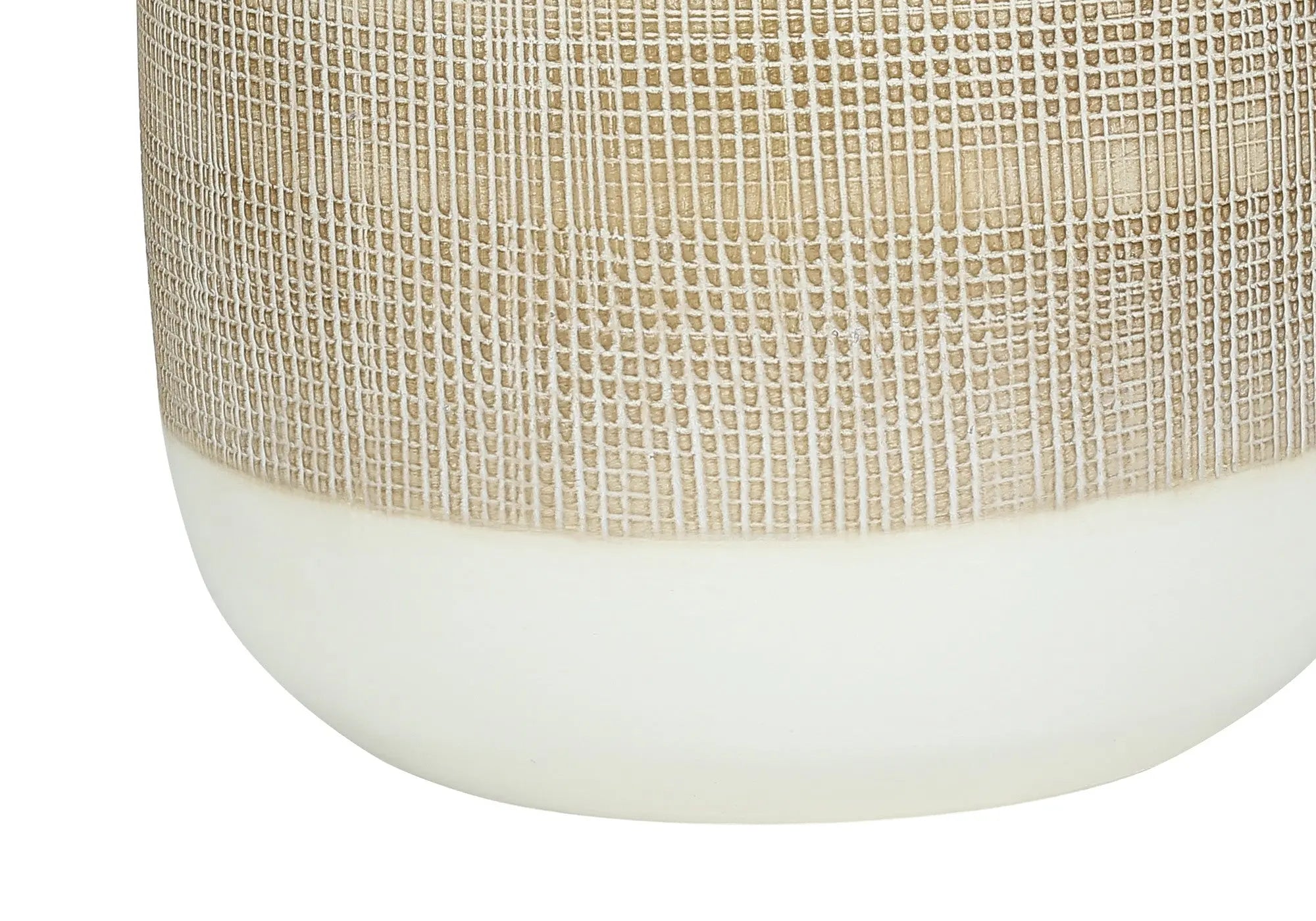 27" Brown and White Ceramic Round Table Lamp With Beige Drum Shade Homeroots Lighting