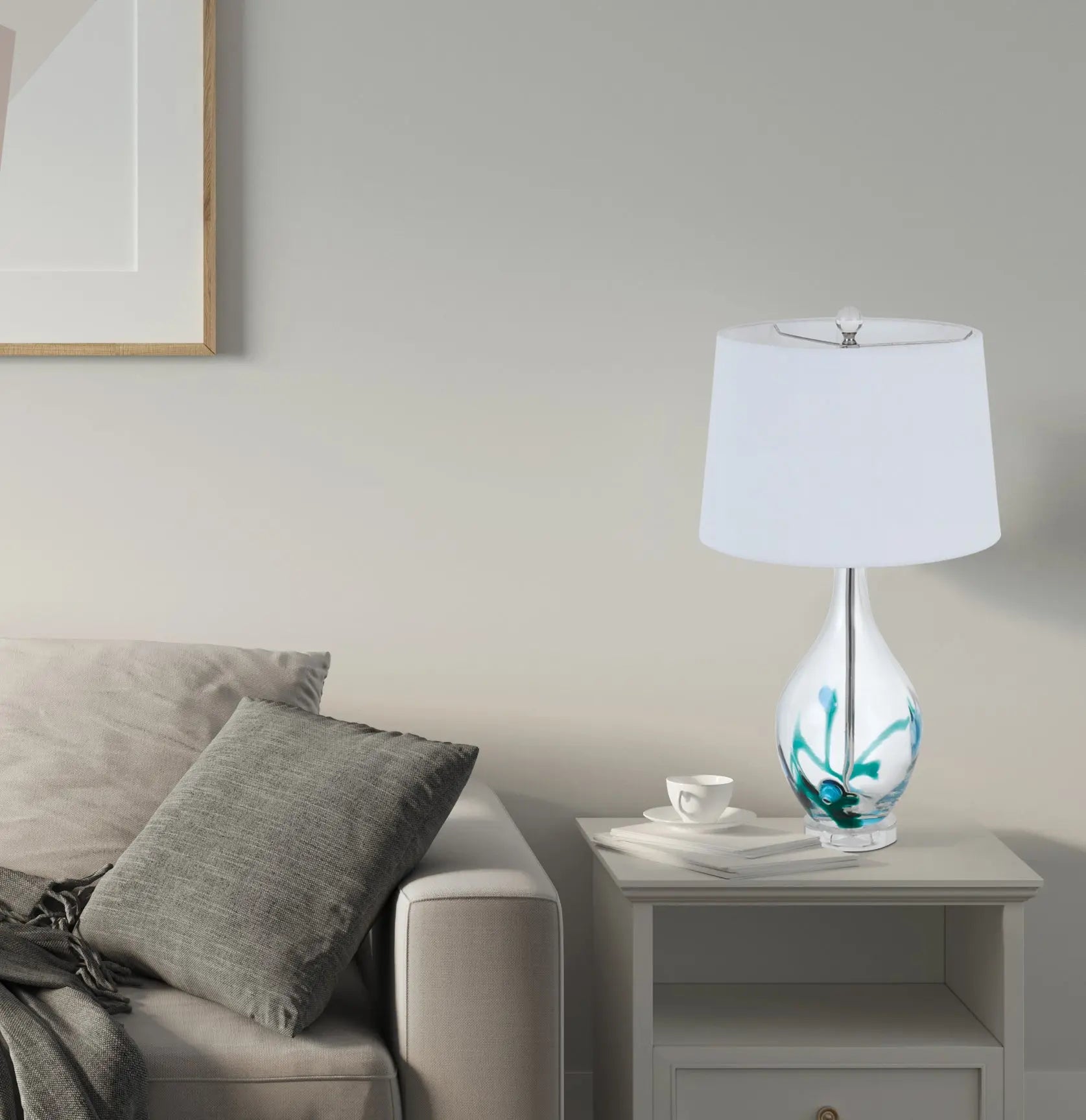 27" Clear Glass Table Lamp With White Empire Shade Homeroots Lighting