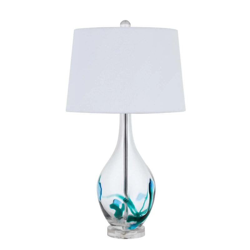 27" Clear Glass Table Lamp With White Empire Shade Homeroots Lighting