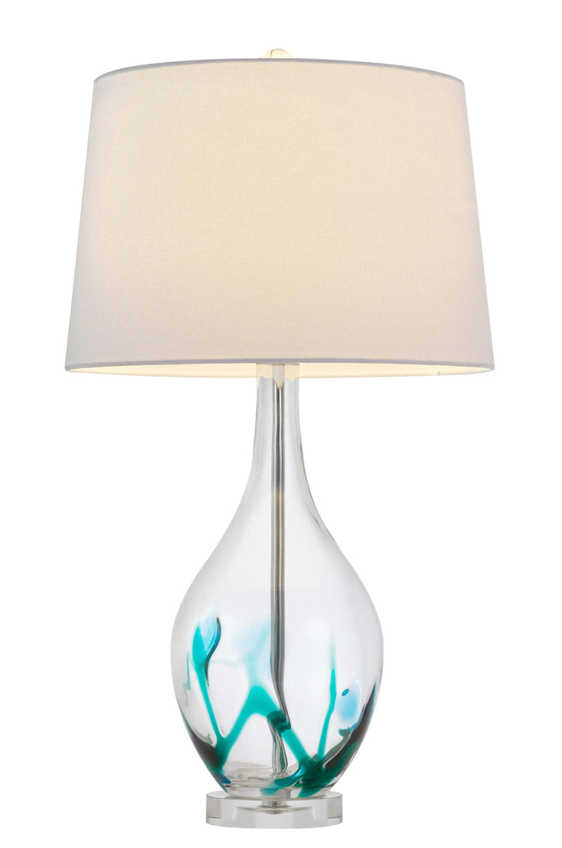 27" Clear Glass Table Lamp With White Empire Shade Homeroots Lighting