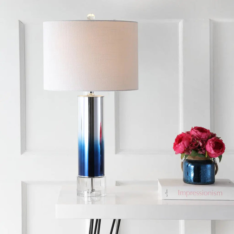 27" Clear Novelty Table Lamp With Drum Shade Homeroots Lighting
