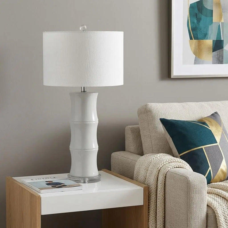 27" Clear Table Lamp With Drum Shade Homeroots Lighting