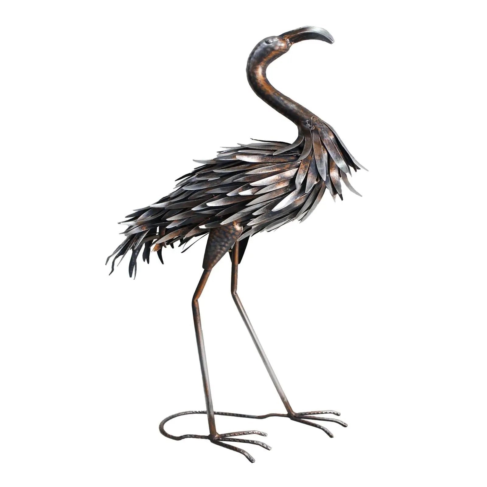 27" Copper And Silver Metal Flamingo Garden Accents Accessories Homeroots Outdoor