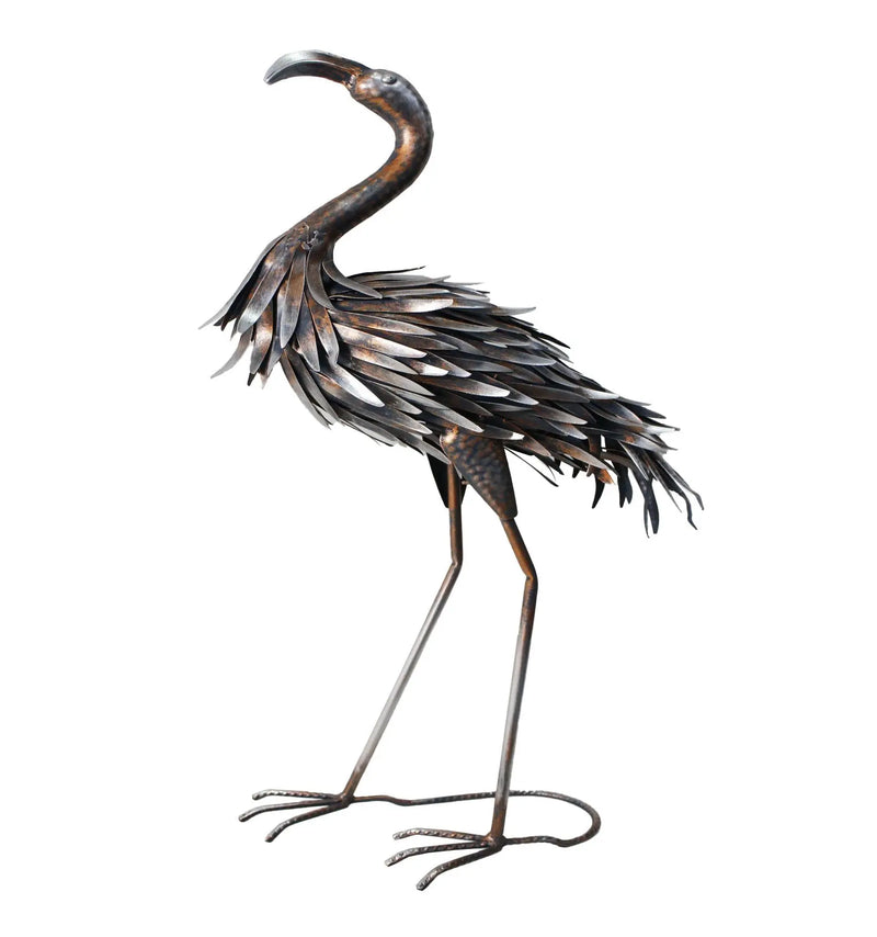 27" Copper And Silver Metal Flamingo Garden Accents Accessories Homeroots Outdoor
