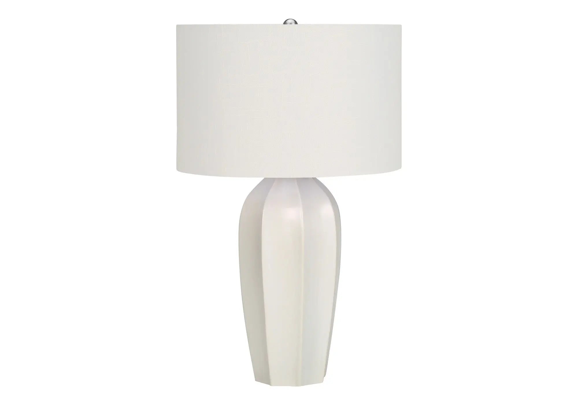 27" Cream Ceramic Geometric Table Lamp With Cream Drum Shade Homeroots Lighting