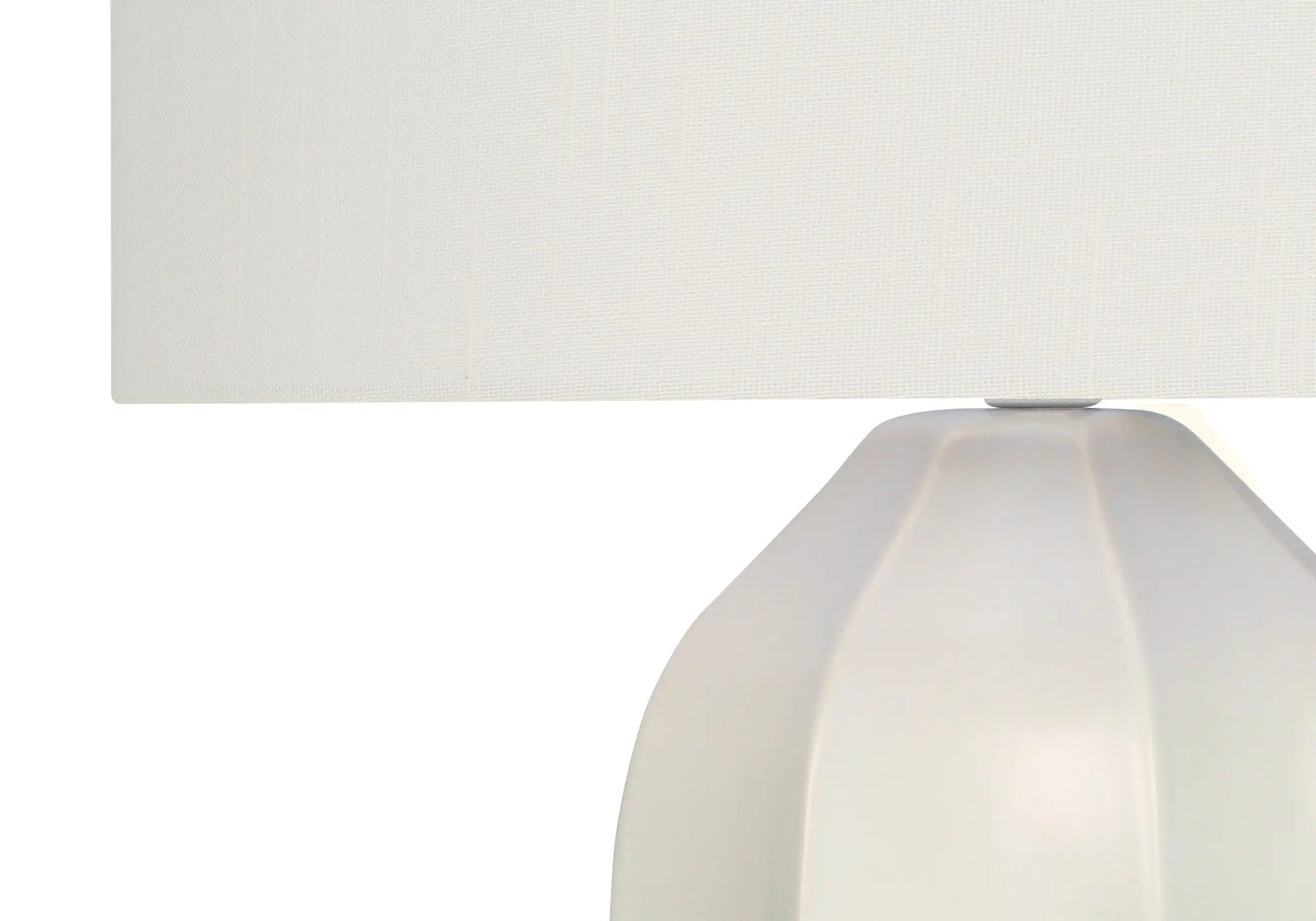 27" Cream Ceramic Geometric Table Lamp With Cream Drum Shade Homeroots Lighting