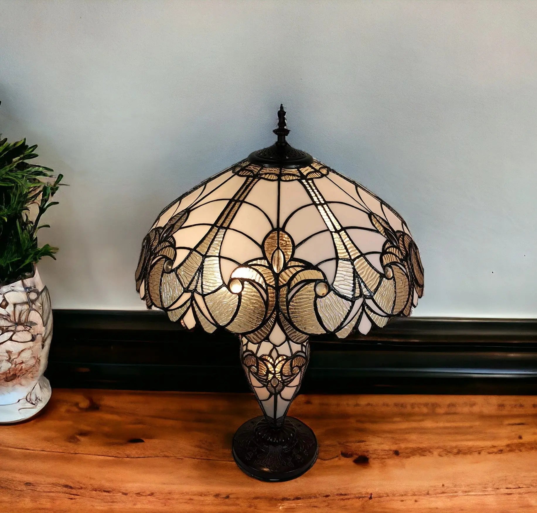 27" Dark Brown Metal Two Light Candlestick Table Lamp With Beige Shade Homeroots Lighting