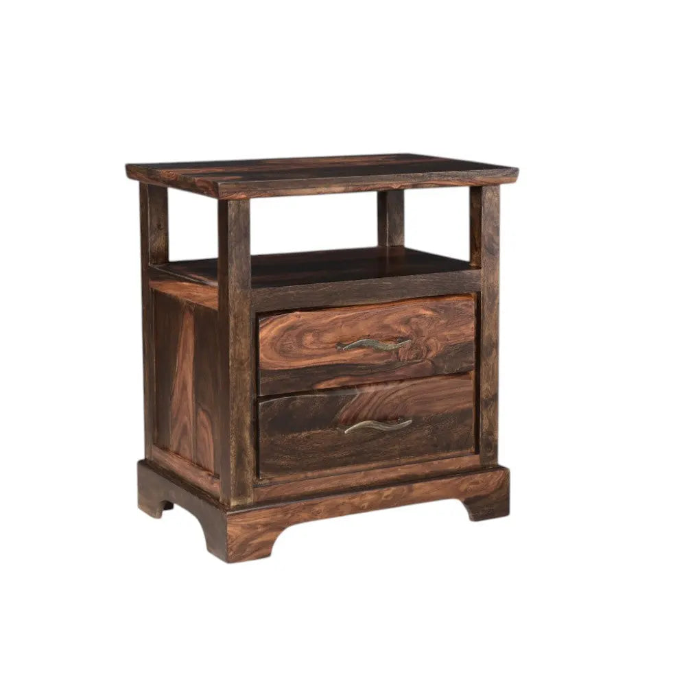 27" Dark Brown Solid Wood Two Drawer Nightstand Homeroots Bed & Bath