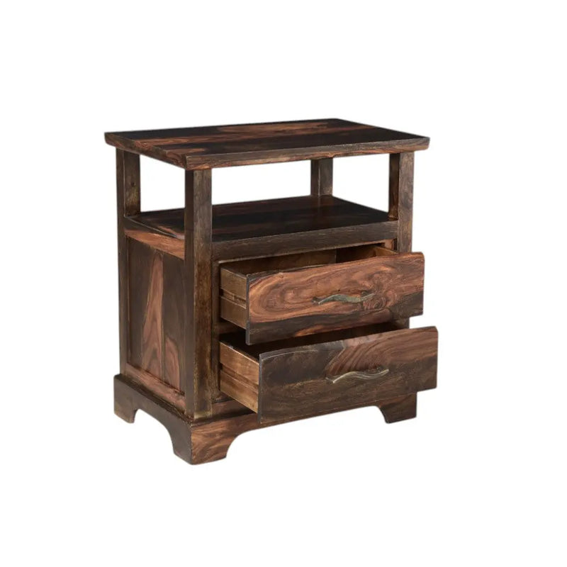 27" Dark Brown Solid Wood Two Drawer Nightstand Homeroots Bed & Bath