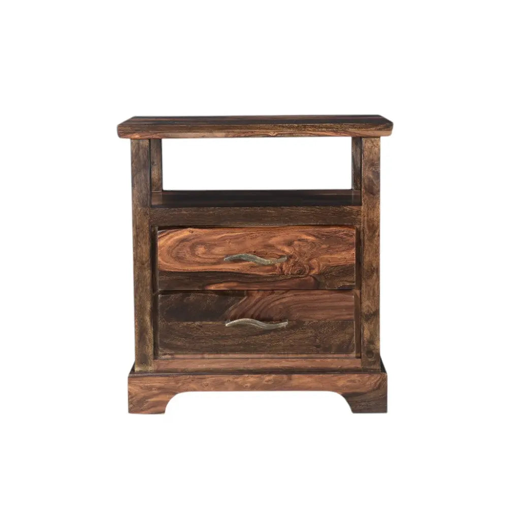 27" Dark Brown Solid Wood Two Drawer Nightstand Homeroots Bed & Bath
