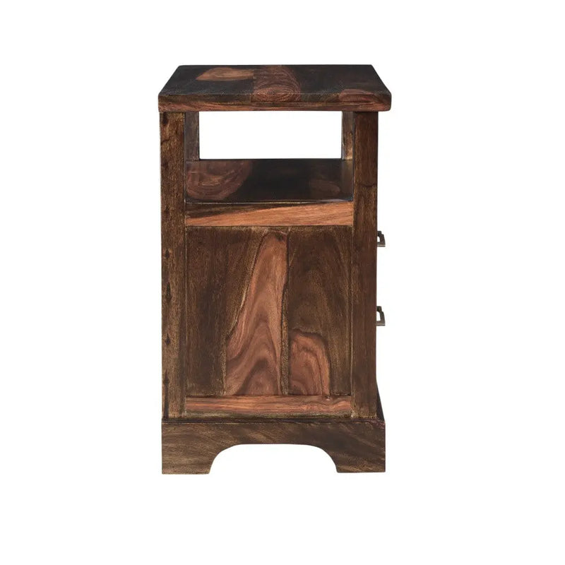 27" Dark Brown Solid Wood Two Drawer Nightstand Homeroots Bed & Bath