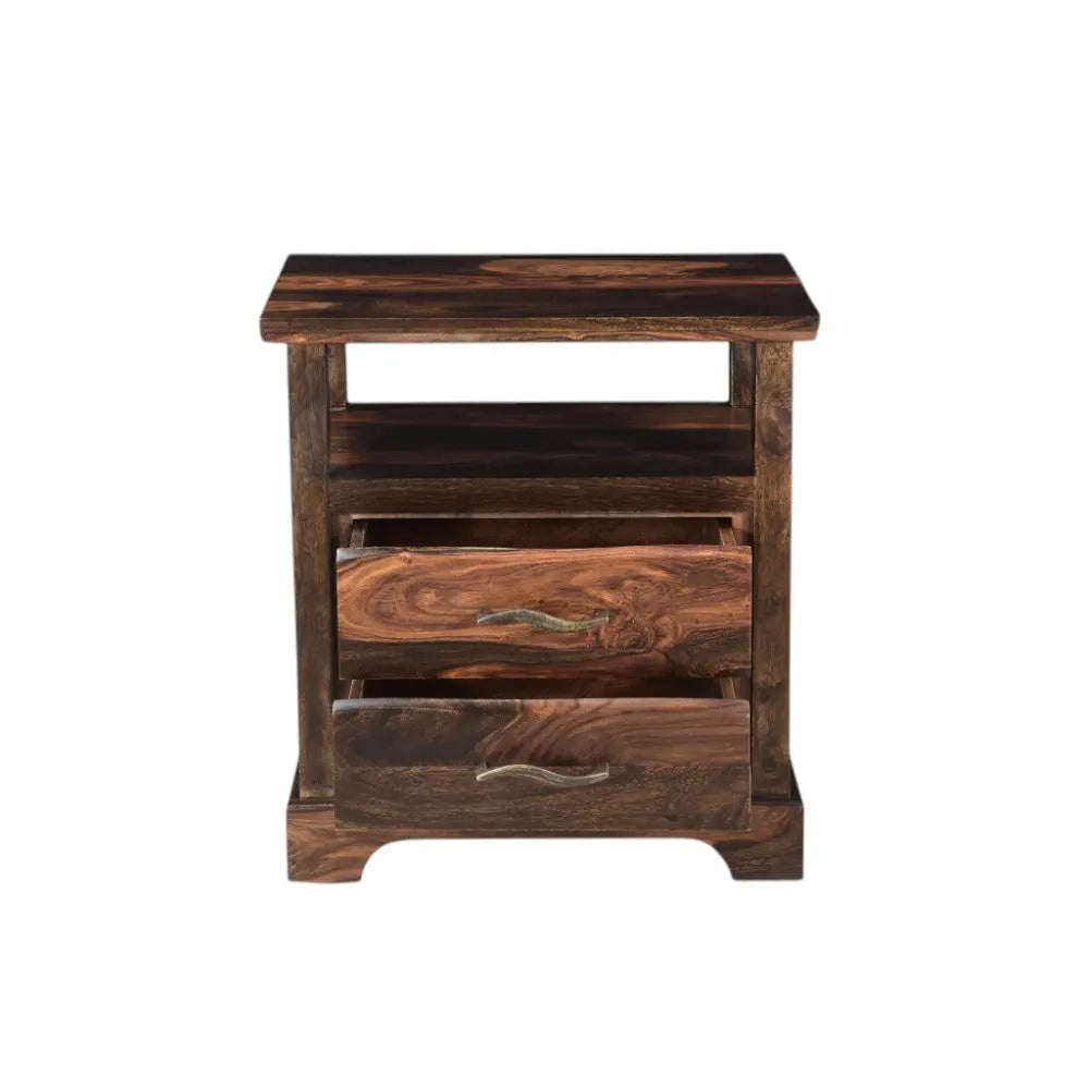27" Dark Brown Solid Wood Two Drawer Nightstand Homeroots Bed & Bath