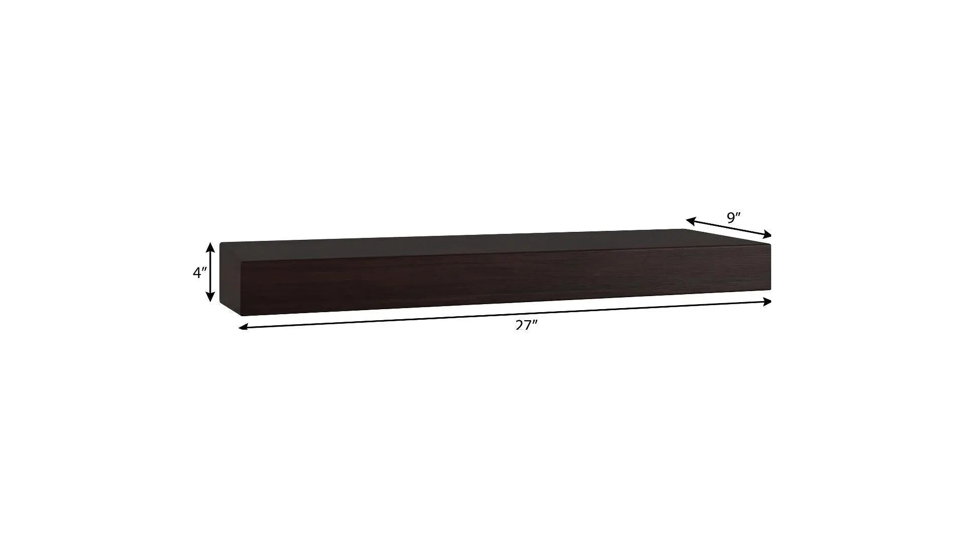 27" Espresso Wood Wall Mounted Floating Shelf Homeroots Organization