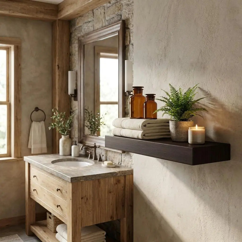 27" Espresso Wood Wall Mounted Floating Shelf Homeroots Organization