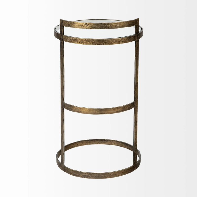 27" Gold And Clear Glass Round End Table - GreatEagleInc