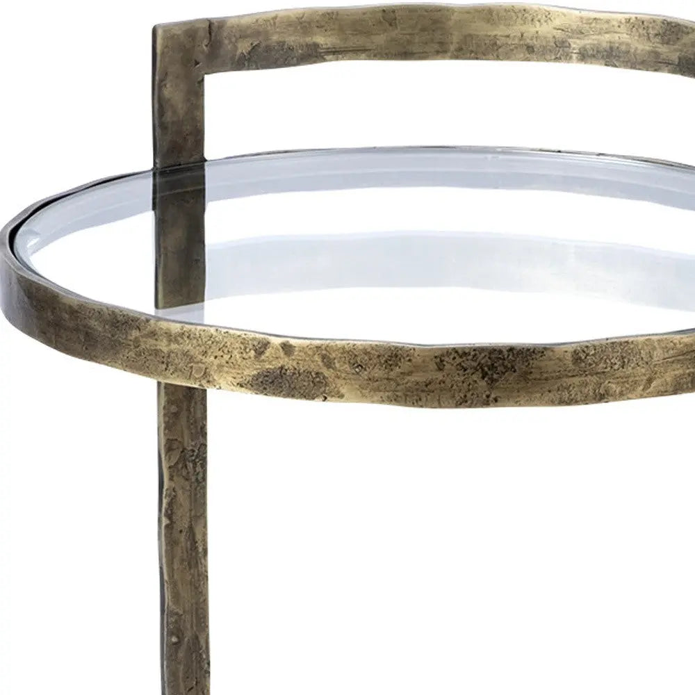 27" Gold And Clear Glass Round End Table - GreatEagleInc