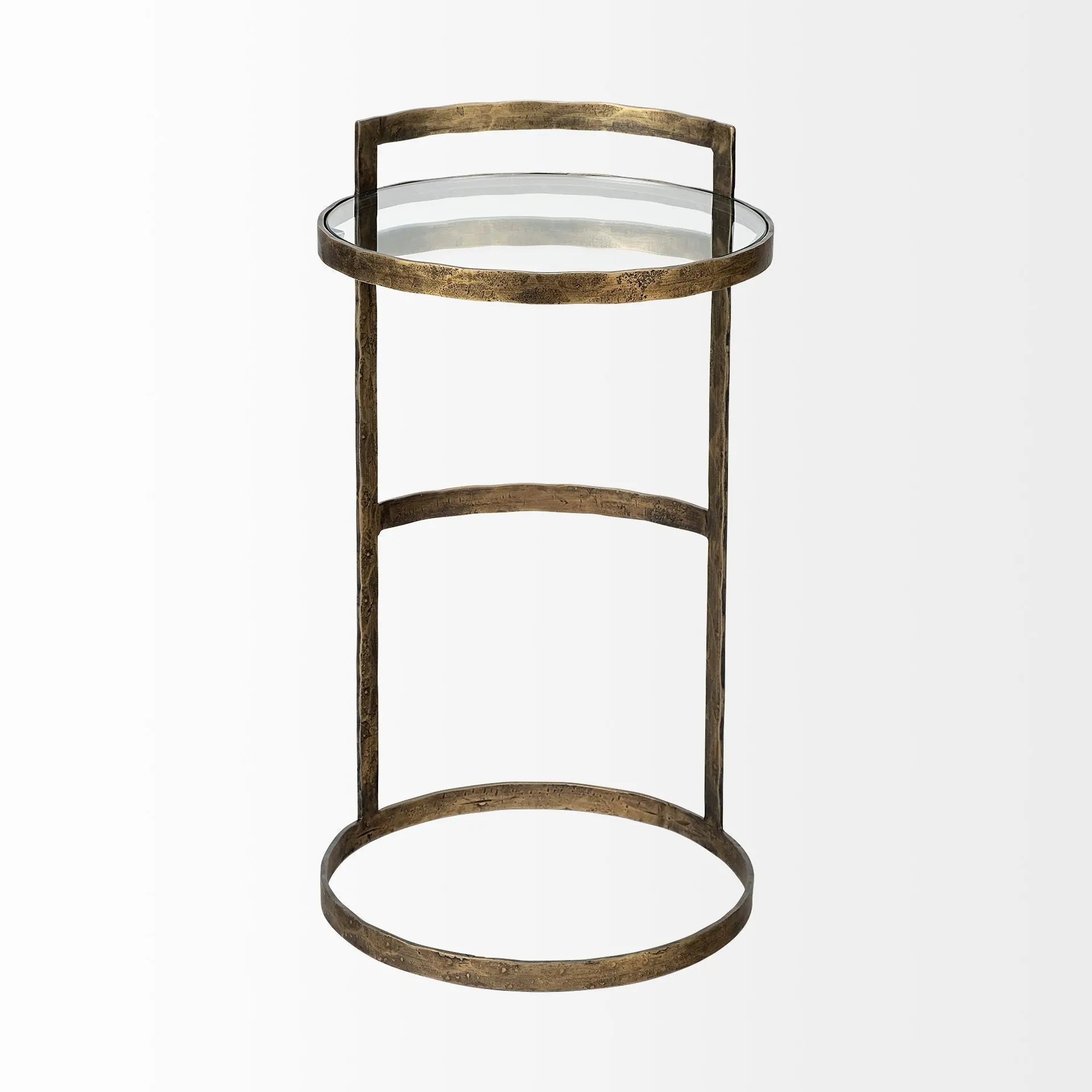 27" Gold And Clear Glass Round End Table Homeroots Living Room