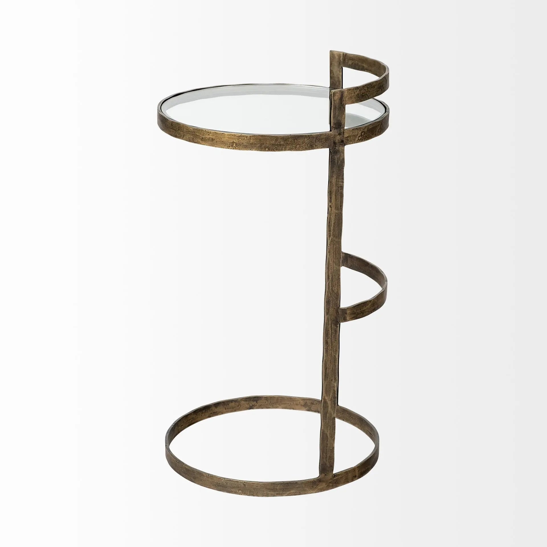 27" Gold And Clear Glass Round End Table Homeroots Living Room