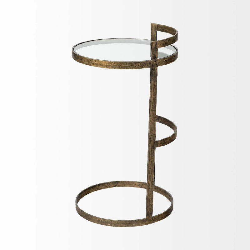 27" Gold And Clear Glass Round End Table Homeroots Living Room