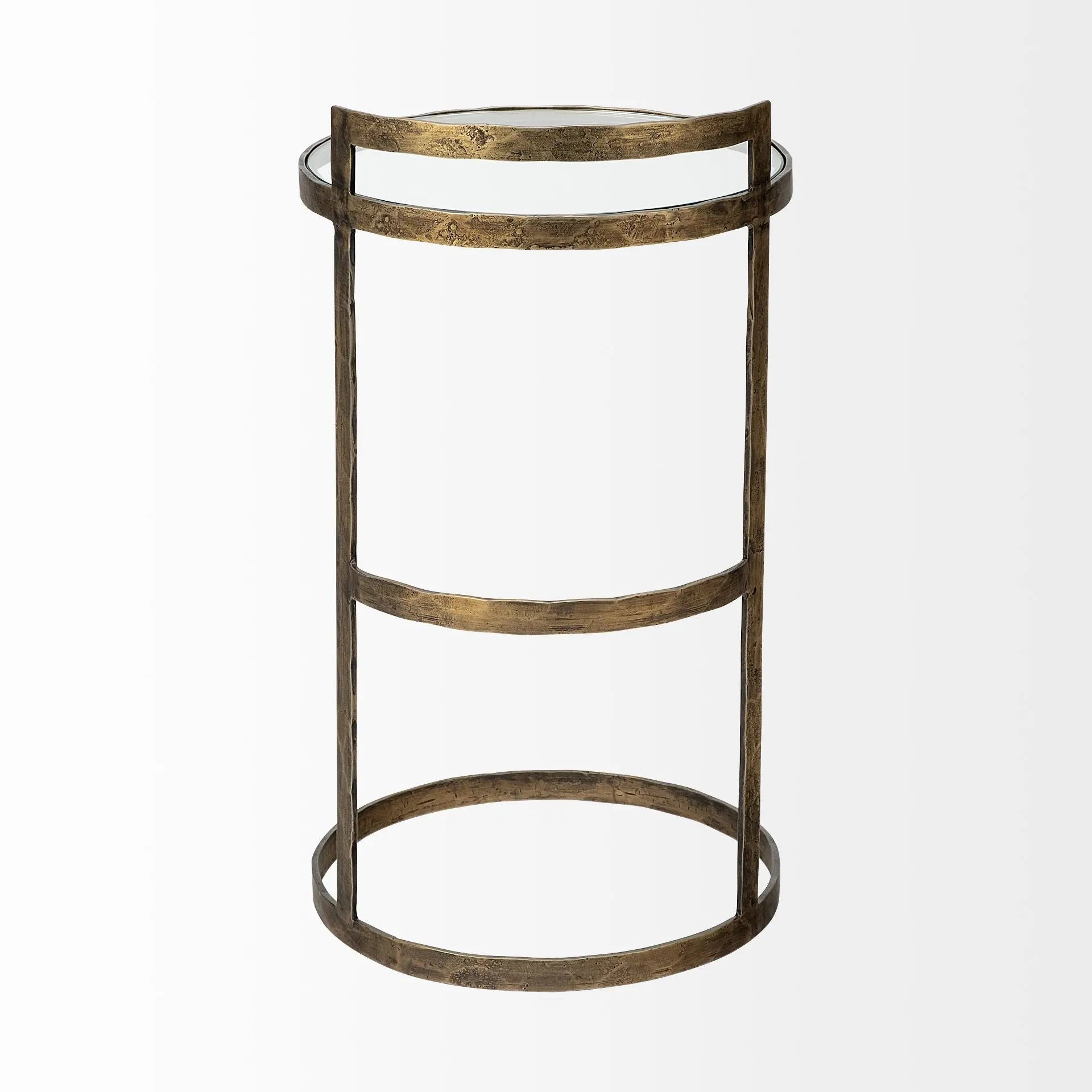 27" Gold And Clear Glass Round End Table Homeroots Living Room