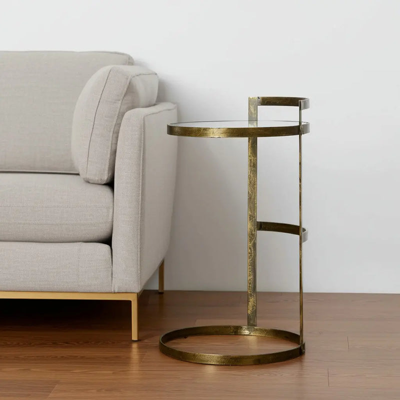 27" Gold And Clear Glass Round End Table Homeroots Living Room