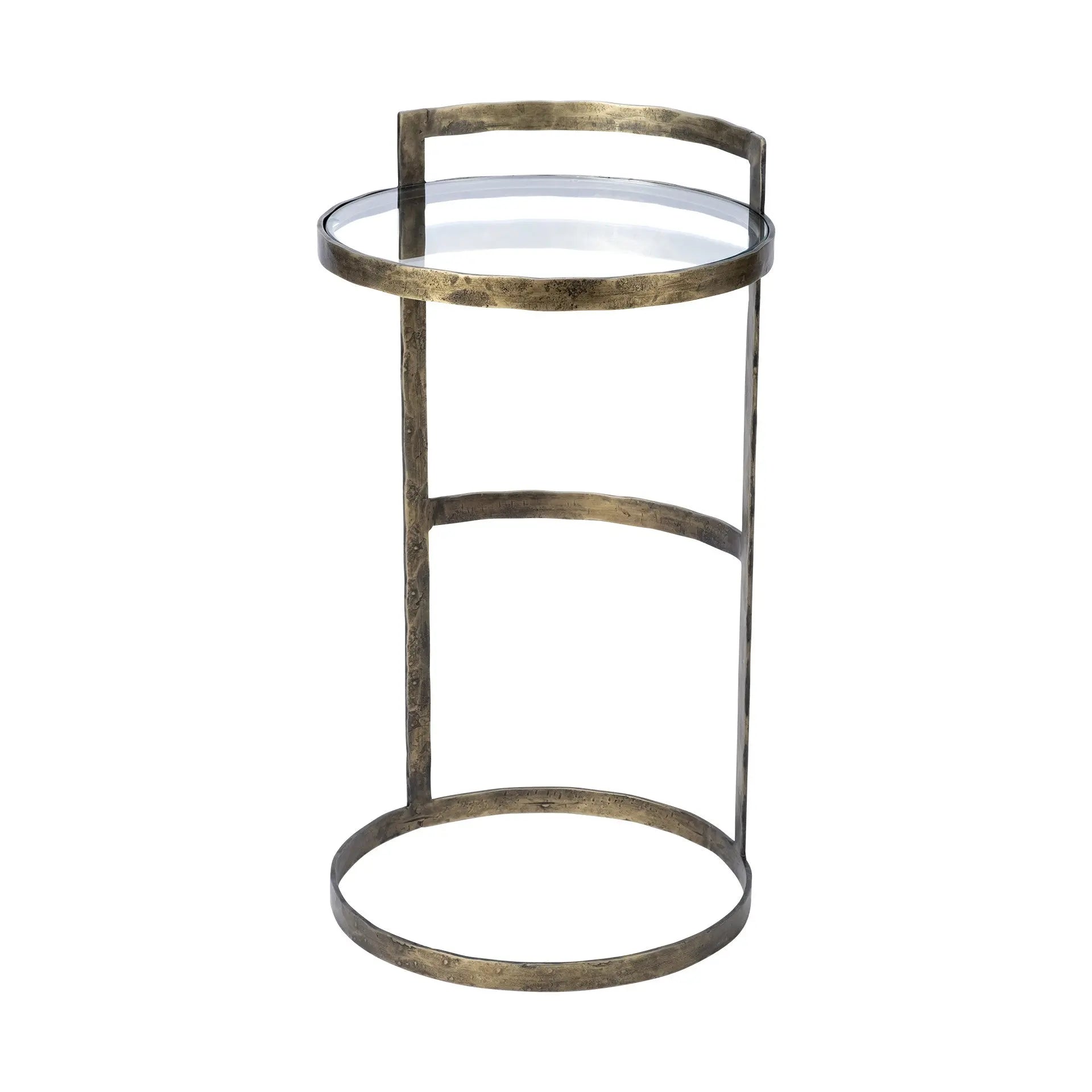 27" Gold And Clear Glass Round End Table Homeroots Living Room