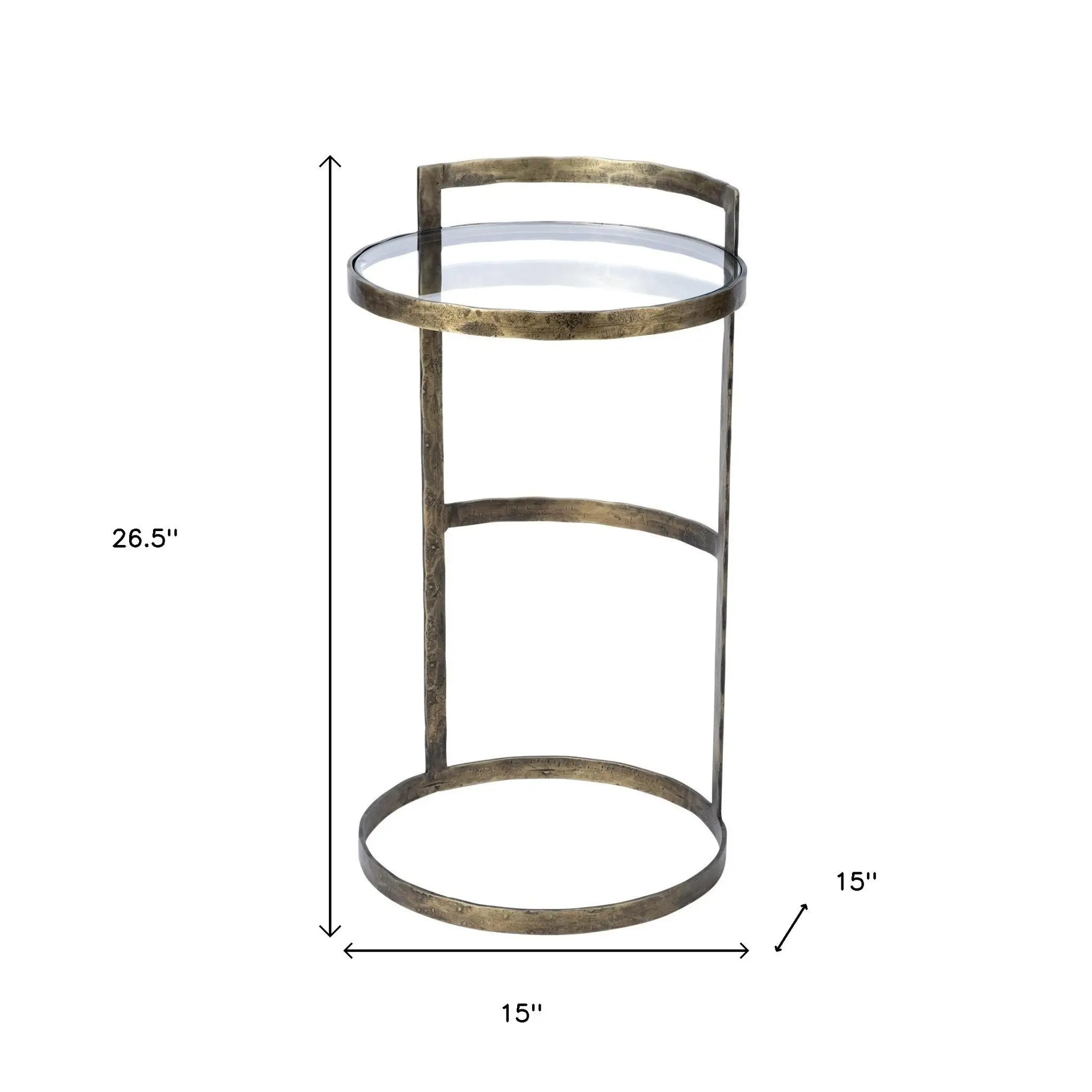 27" Gold And Clear Glass Round End Table Homeroots Living Room