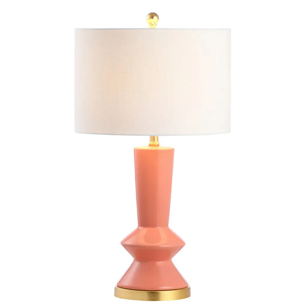 27" Gold Geometric Table Lamp LED With Drum Shade Homeroots Lighting